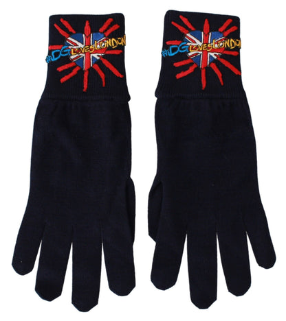 Guantes unisex de lana virgen azul Dolce &amp; Gabbana