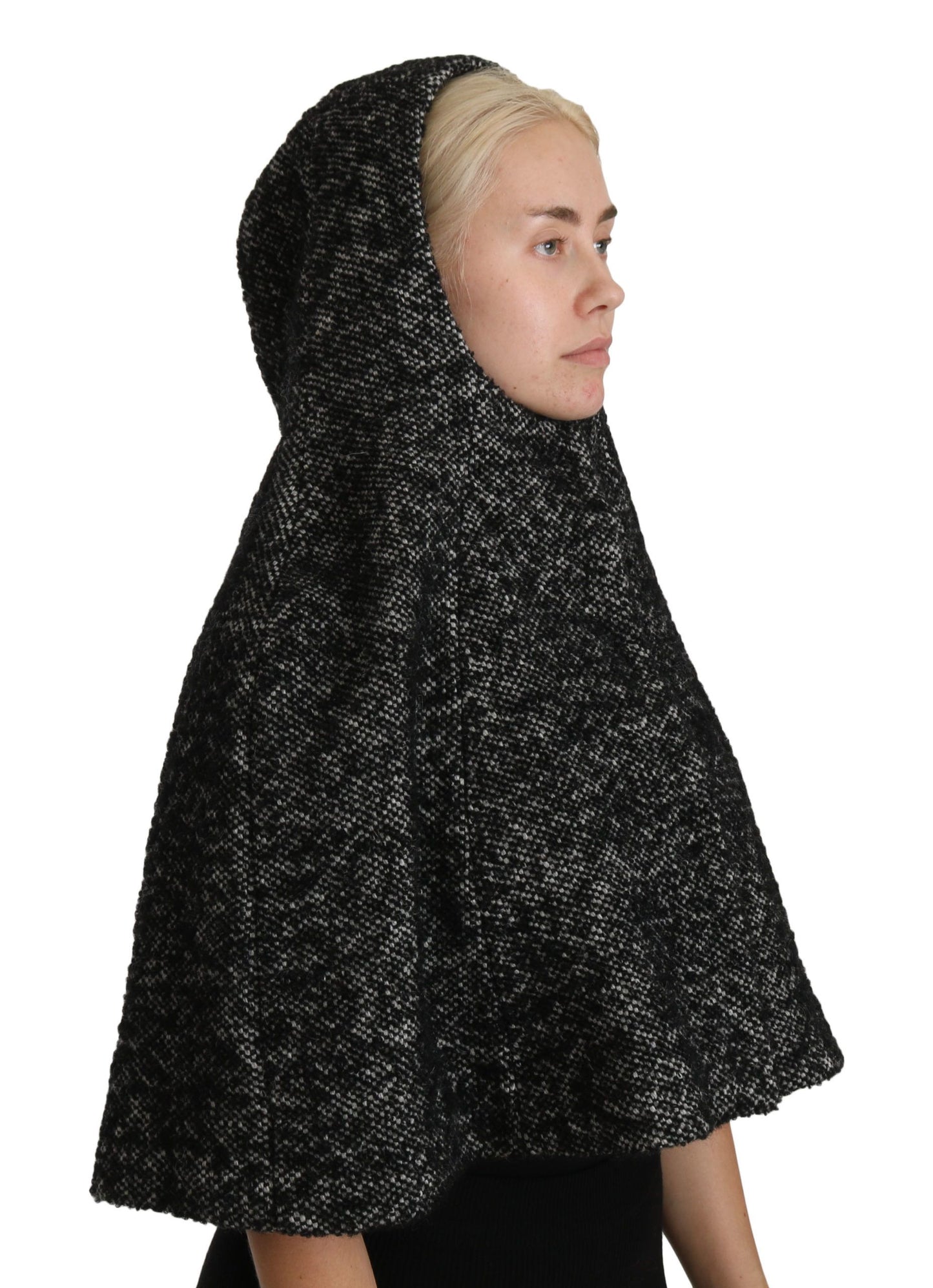 Dolce &amp; Gabbana Elegante bufanda con capucha de lana gris de Iconic Italian Label