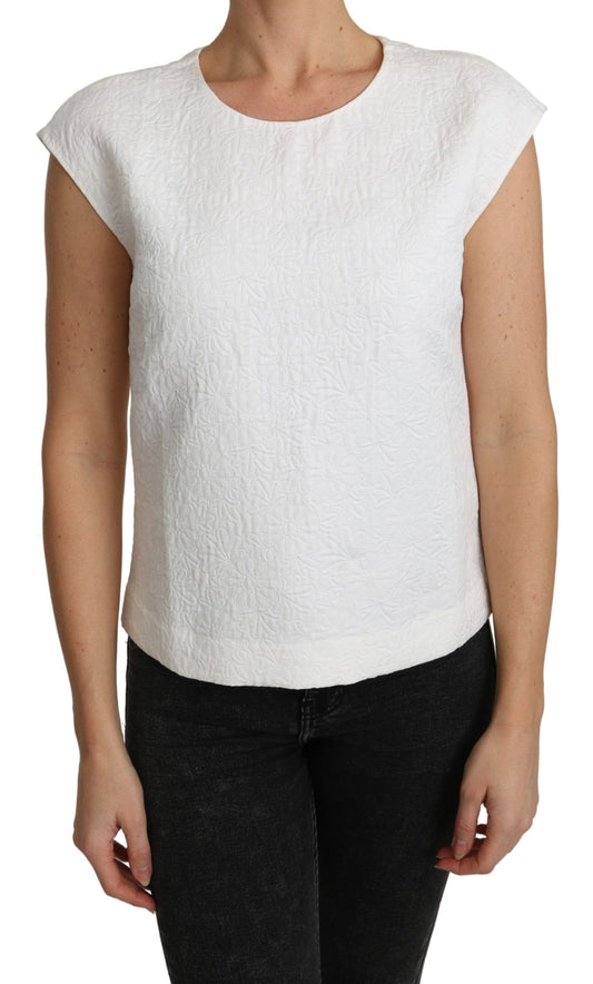 Dolce &amp; Gabbana Elegante blusa blanca de mezcla de algodón