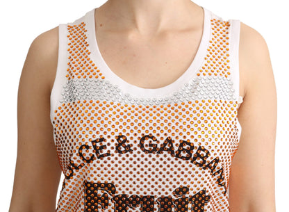 Dolce &amp; Gabbana Top de algodón sin mangas con adornos de cristales