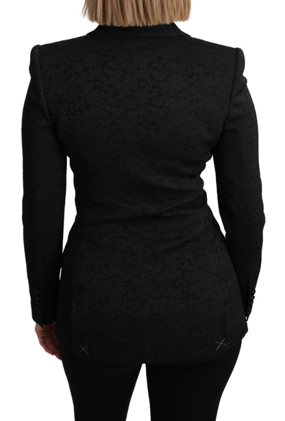 Dolce &amp; Gabbana Elegante blazer de un solo pecho con brocado negro