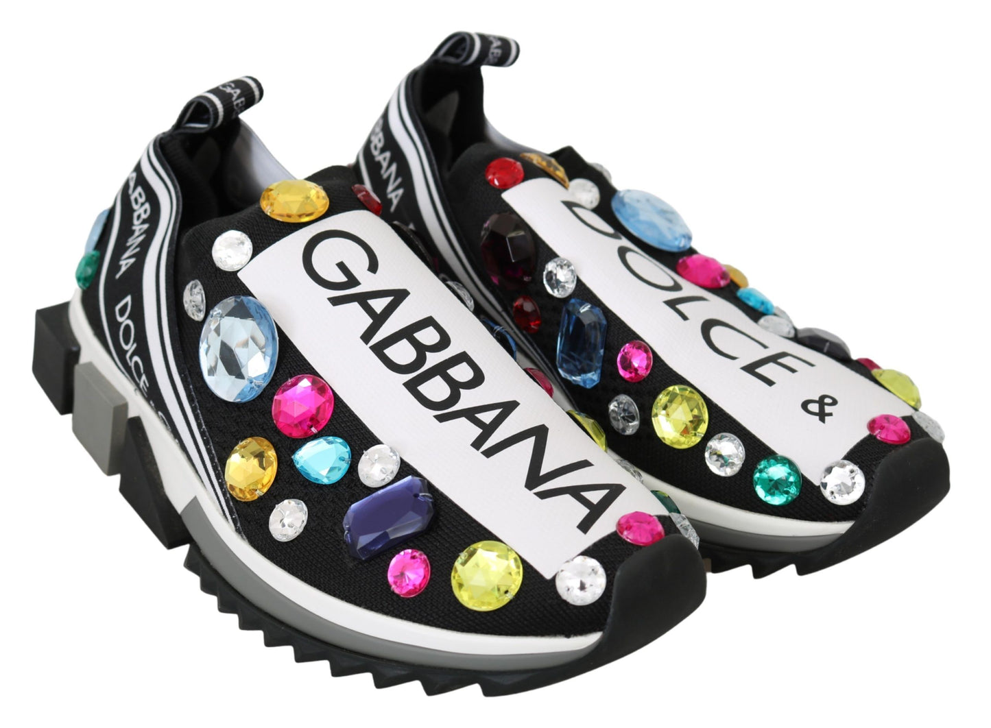 Dolce &amp; Gabbana Tenis negros con adornos de cristales