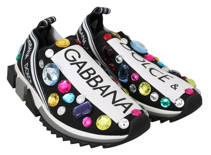 Dolce &amp; Gabbana Tenis negros con adornos de cristales