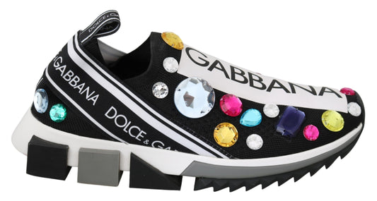 Dolce &amp; Gabbana Tenis negros con adornos de cristales
