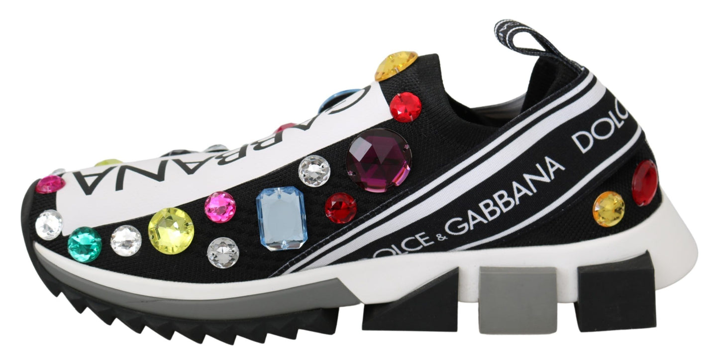 Dolce &amp; Gabbana Tenis negros con adornos de cristales