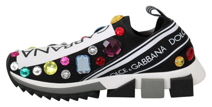 Dolce &amp; Gabbana Tenis negros con adornos de cristales