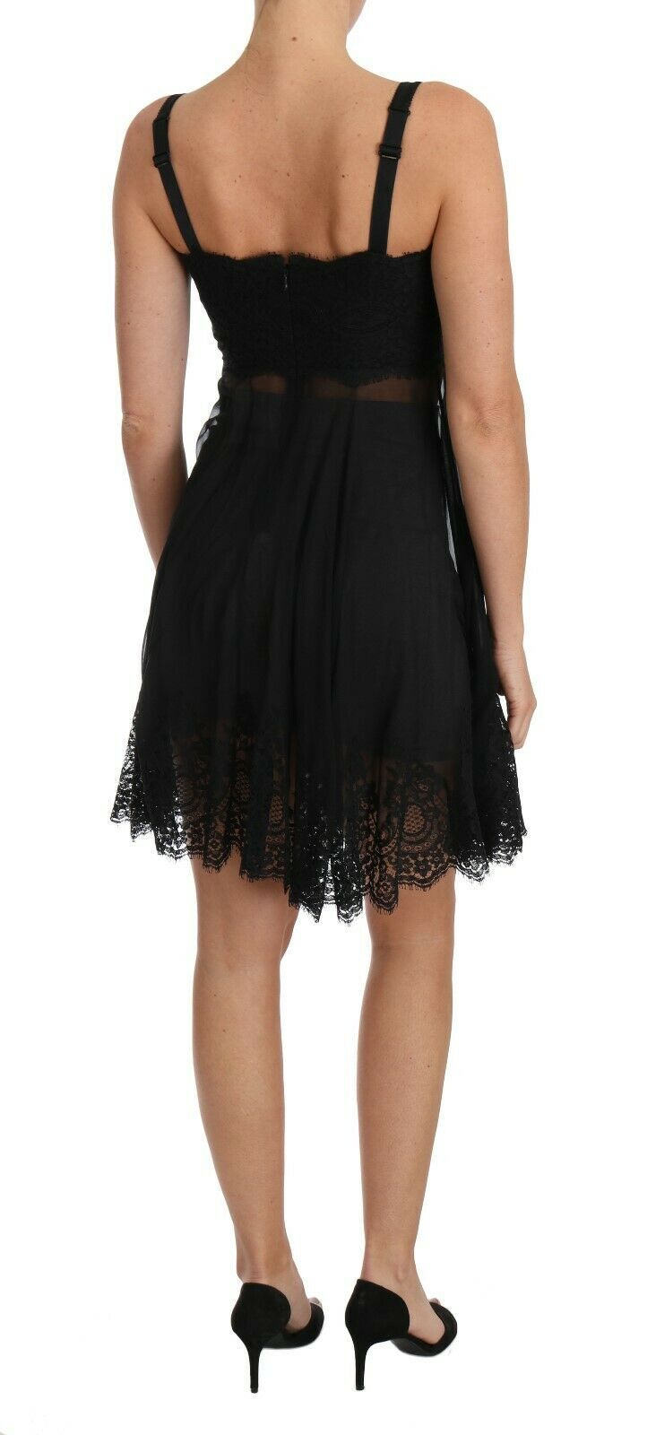 Dolce & Gabbana Elegant Black Silk Floral Lace Chemise Dress – IT1 | XS par Dolce & Gabbana | Disponible sur Sandy Store ByNet