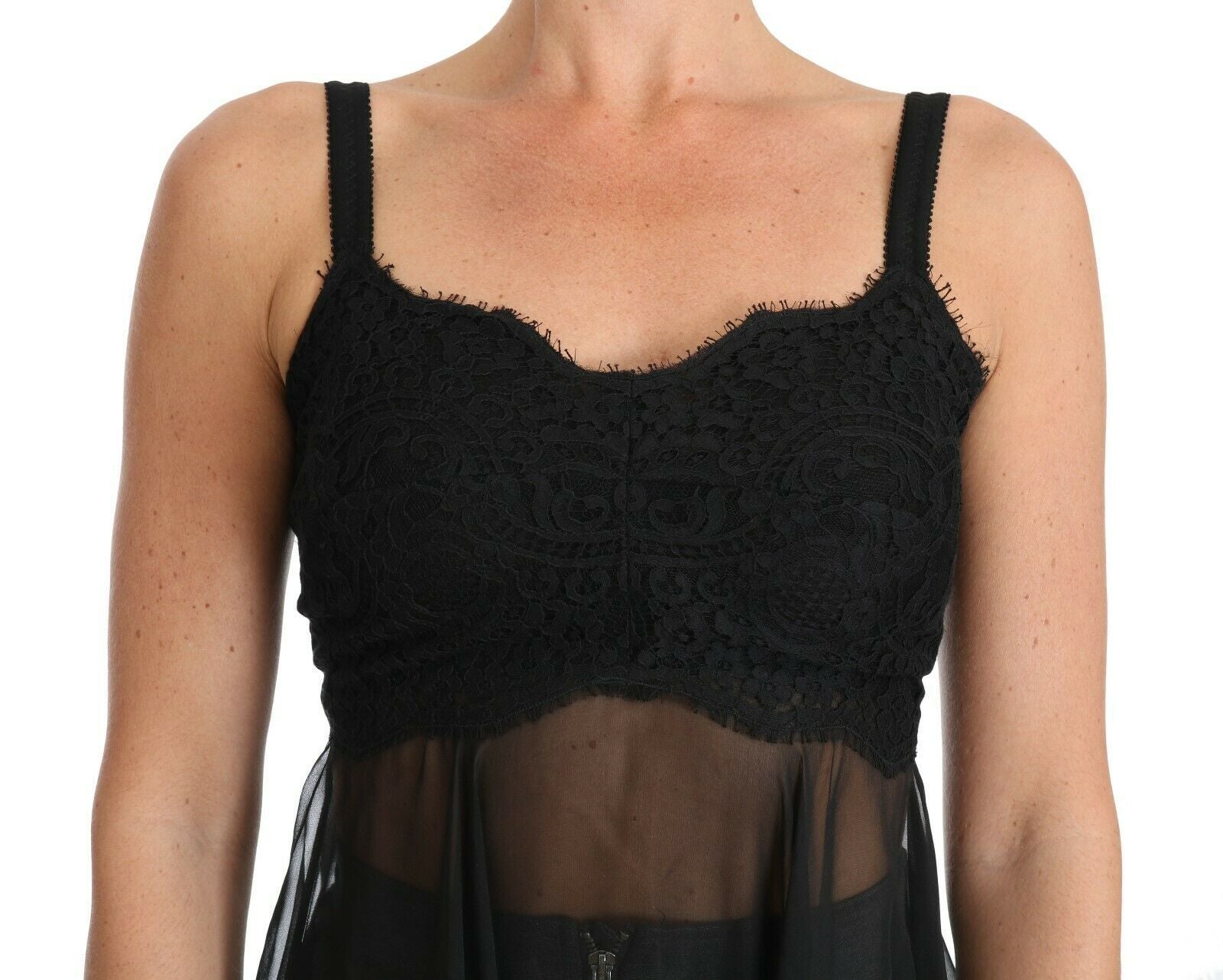 Dolce & Gabbana Elegant Black Silk Floral Lace Chemise Dress – IT1 | XS par Dolce & Gabbana | Disponible sur Sandy Store ByNet
