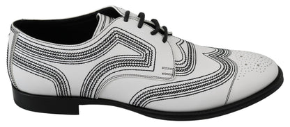 Dolce &amp; Gabbana Elegantes zapatos Derby de cuero blanco
