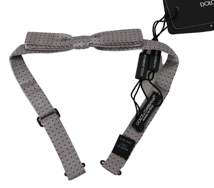 Dolce &amp; Gabbana Pajarita elegante de seda gris con lunares