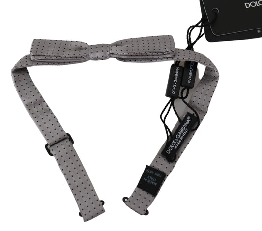 Dolce &amp; Gabbana Pajarita elegante de seda gris con lunares