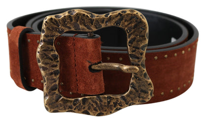 Dolce &amp; Gabbana Elegant Suede Leather Belt with Gold Studs