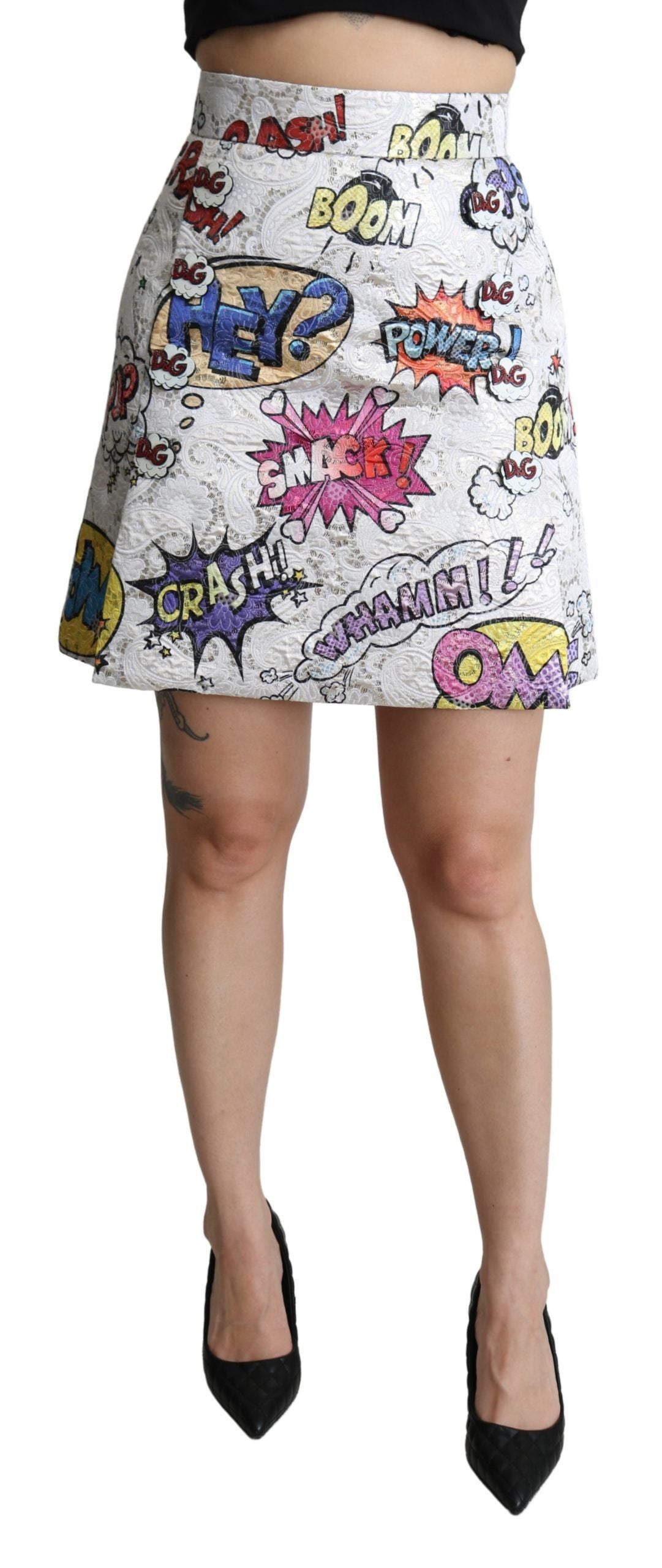Dolce &amp; Gabbana Minifalda elegante con brocado de dibujos animados