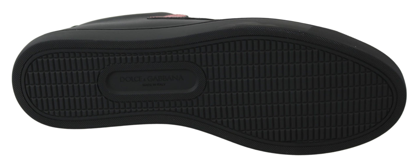 Dolce &amp; Gabbana Elegantes zapatillas deportivas de cuero con detalles en rojo