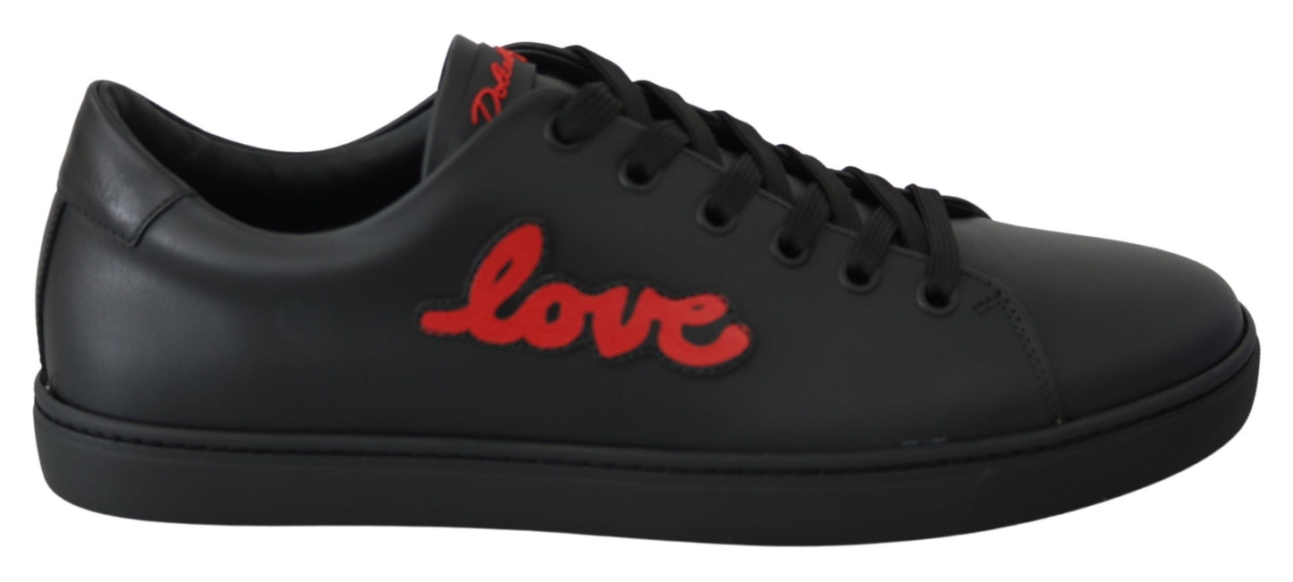 Dolce &amp; Gabbana Elegantes zapatillas deportivas de cuero con detalles en rojo
