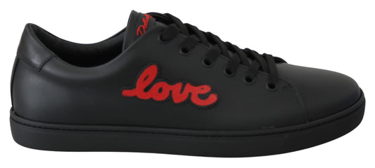 Dolce &amp; Gabbana Elegantes zapatillas deportivas de cuero con detalles en rojo