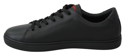 Dolce &amp; Gabbana Elegantes zapatillas deportivas de cuero con detalles en rojo