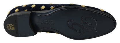 Dolce &amp; Gabbana Mocasines elegantes de terciopelo con bordado de corona