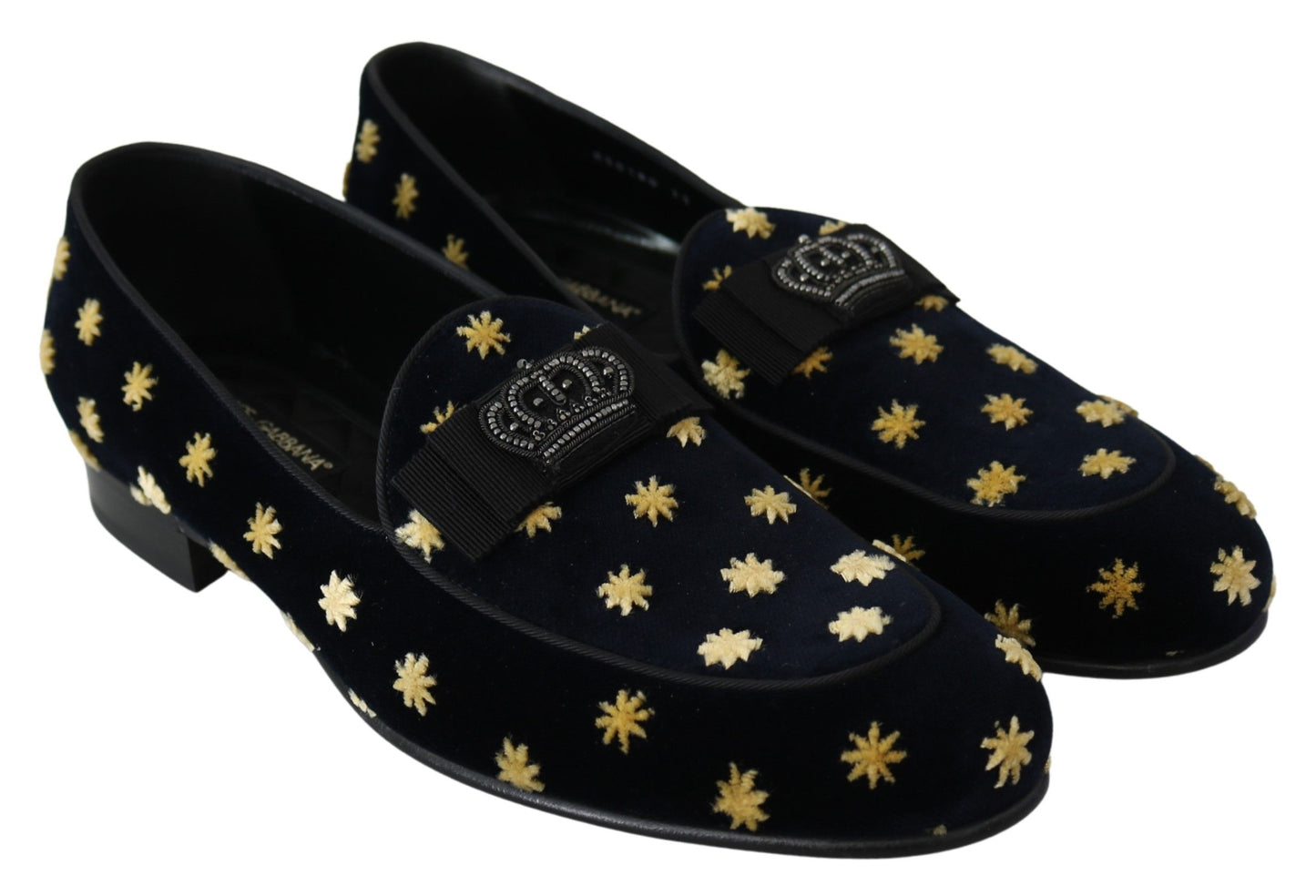Dolce &amp; Gabbana Mocasines elegantes de terciopelo con bordado de corona