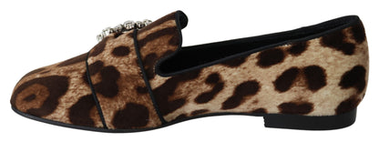 Dolce &amp; Gabbana Mocasines con adornos de cristal y estampado de leopardo