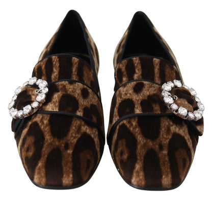 Dolce &amp; Gabbana Mocasines con adornos de cristal y estampado de leopardo