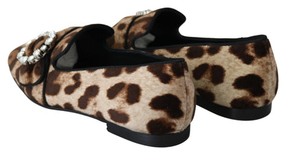 Dolce &amp; Gabbana Mocasines con adornos de cristal y estampado de leopardo