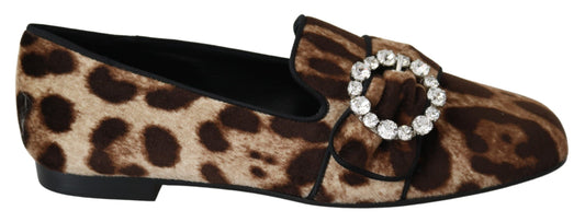 Dolce &amp; Gabbana Mocasines con adornos de cristal y estampado de leopardo