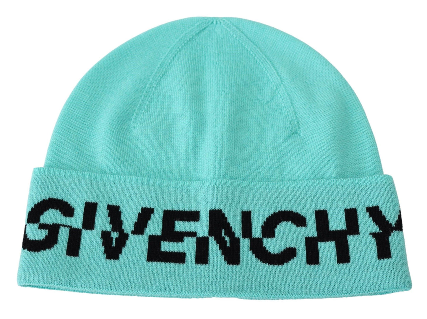 Gorro de lana verde aguamarina de Givenchy con logotipo exclusivo