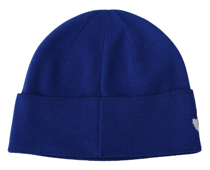 Gorro unisex de lana cobalto con detalle de logotipo de Givenchy Chic