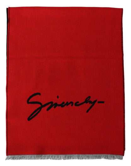 Bufanda unisex de mezcla de lana roja elegante de Givenchy