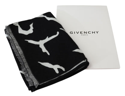 Bufanda unisex elegante de lana y seda de Givenchy en blanco y negro