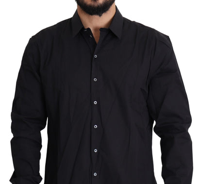 Dolce &amp; Gabbana Camisa de vestir negra elegante slim fit