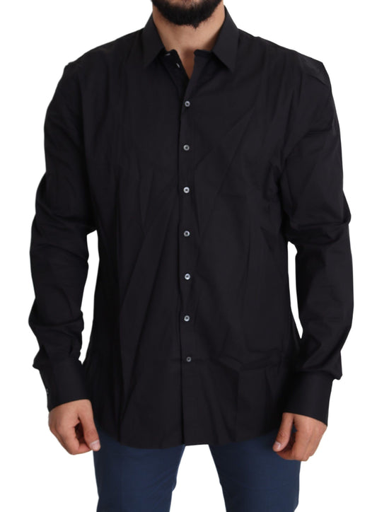 Dolce &amp; Gabbana Camisa de vestir negra elegante slim fit