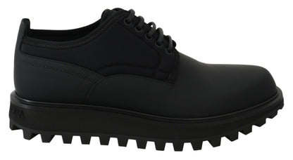 Dolce &amp; Gabbana Elegantes zapatos Derby de piel de becerro negros