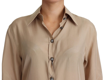 Dolce &amp; Gabbana Elegante Camisa De Seda Beige