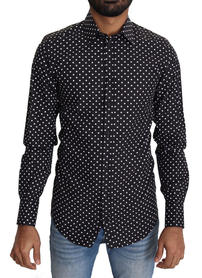 Dolce &amp; Gabbana Camisa Manga Larga Hombre Elegante Lunares
