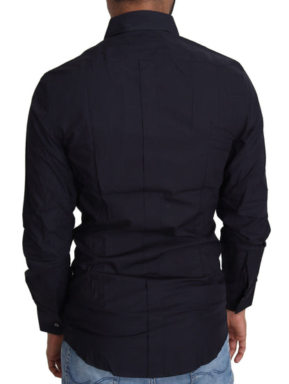 Dolce &amp; Gabbana Camisa de vestir azul marino de corte slim Gold Series