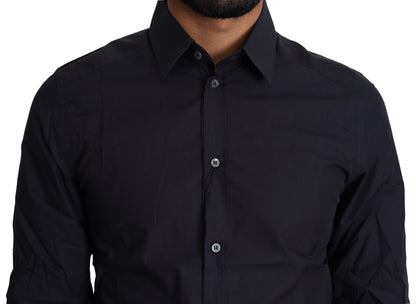 Dolce &amp; Gabbana Camisa de vestir azul marino de corte slim Gold Series