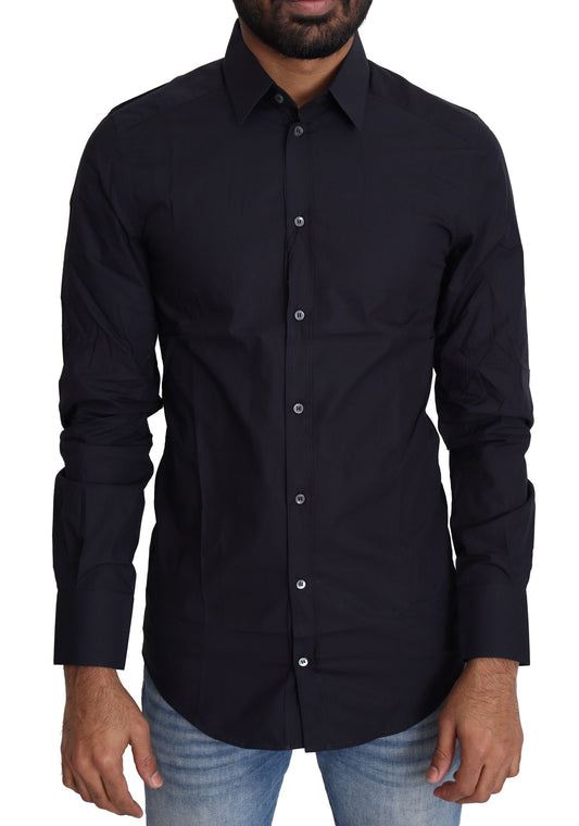 Dolce &amp; Gabbana Camisa de vestir azul marino de corte slim Gold Series