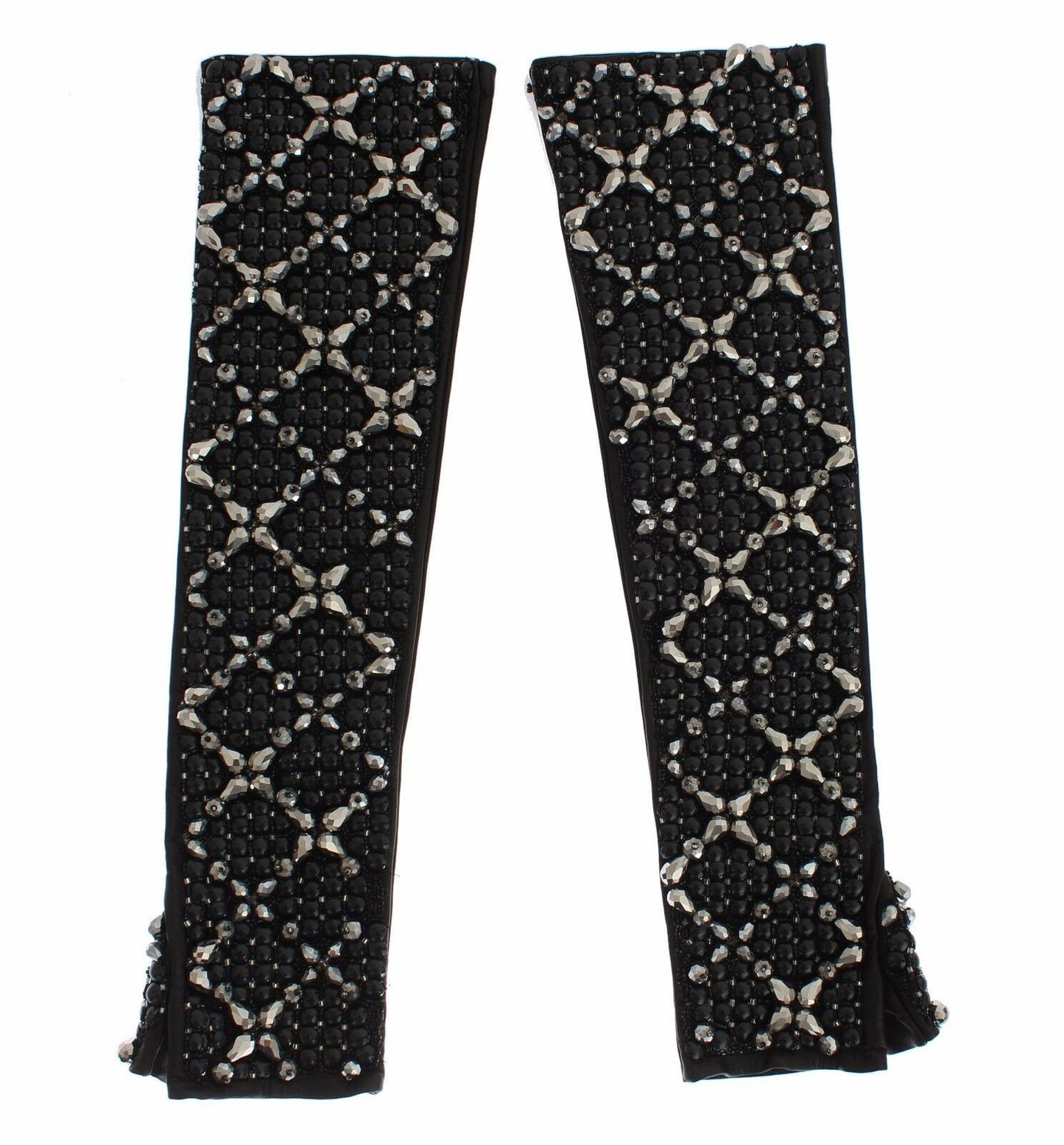 Dolce &amp; Gabbana Elegantes guantes de piel con cuentas de cristal