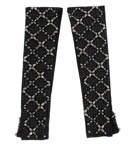 Dolce &amp; Gabbana Elegantes guantes de piel con cuentas de cristal