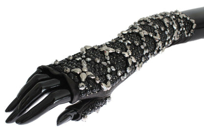 Dolce &amp; Gabbana Elegantes guantes de piel con cuentas de cristal