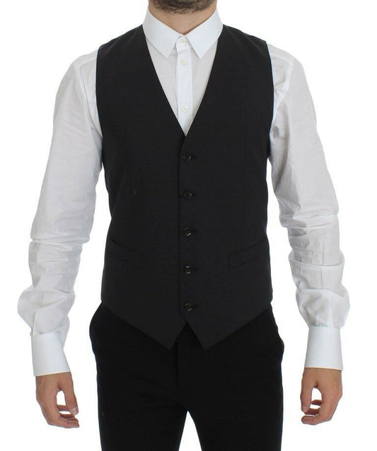 Dolce &amp; Gabbana Chaleco de vestir elegante en mezcla de lana gris