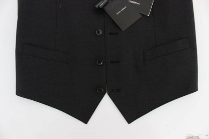 Dolce &amp; Gabbana Chaleco de vestir elegante en mezcla de lana gris