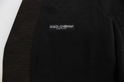 Dolce &amp; Gabbana Chaleco de vestir elegante en mezcla de lana marrón y negro