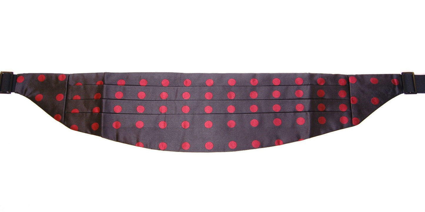 Dolce &amp; Gabbana Exquisite Black Silk Cummerbund with Red Polka Dots
