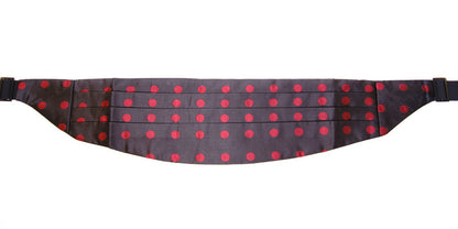 Dolce &amp; Gabbana Exquisite Black Silk Cummerbund with Red Polka Dots