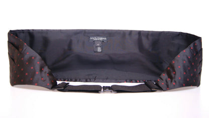 Dolce &amp; Gabbana Elegant Silk Black Cummerbund with Red Polka Dots
