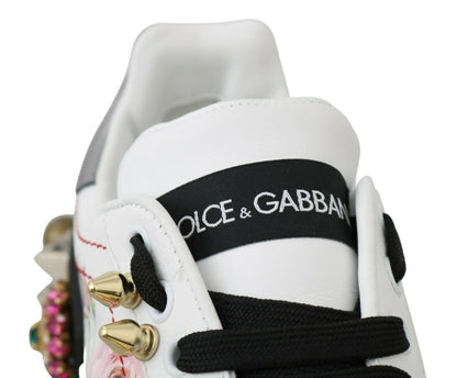Dolce &amp; Gabbana Zapatillas deportivas de cuero con adornos florales y cristales