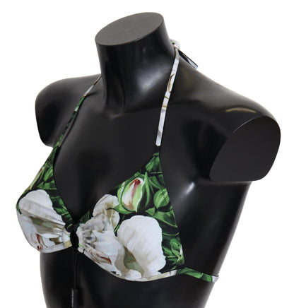 Top de bikini con estampado floral y cierre con logo de Dolce &amp; Gabbana